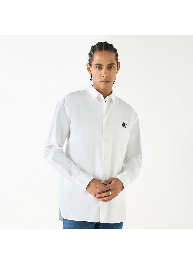 Starter Regular Fit Solid Shirt with Long Sleeves and Button Placket