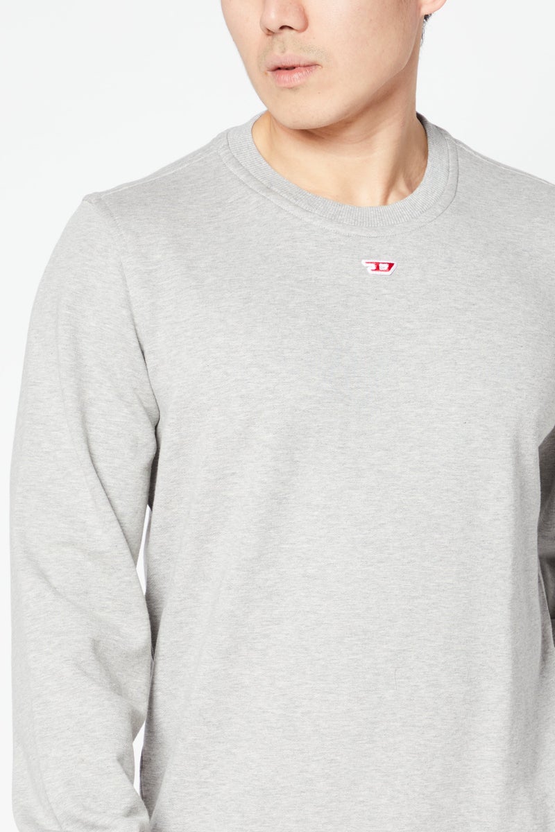 Men Crew Neck Long Sleeve Embroidered Logo Sweatshirt, Heather Grey