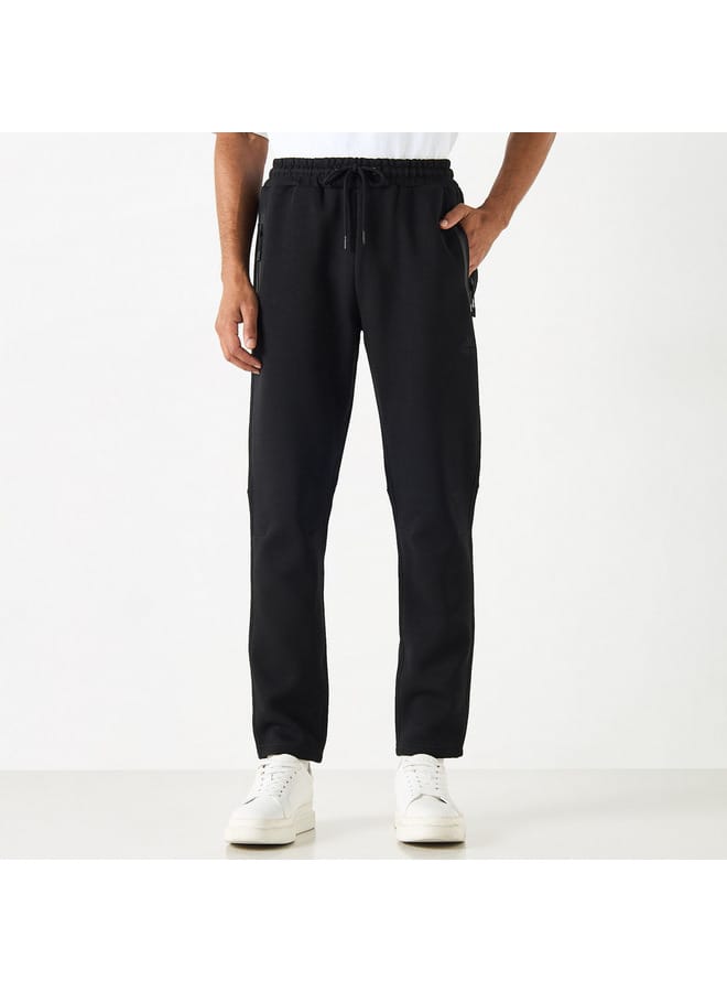 Kappa Solid Track Pants with Drawstring Closure and Pockets