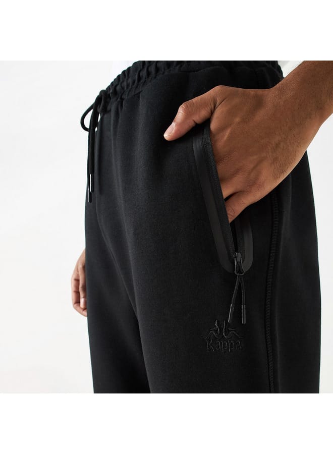 Kappa Solid Track Pants with Drawstring Closure and Pockets