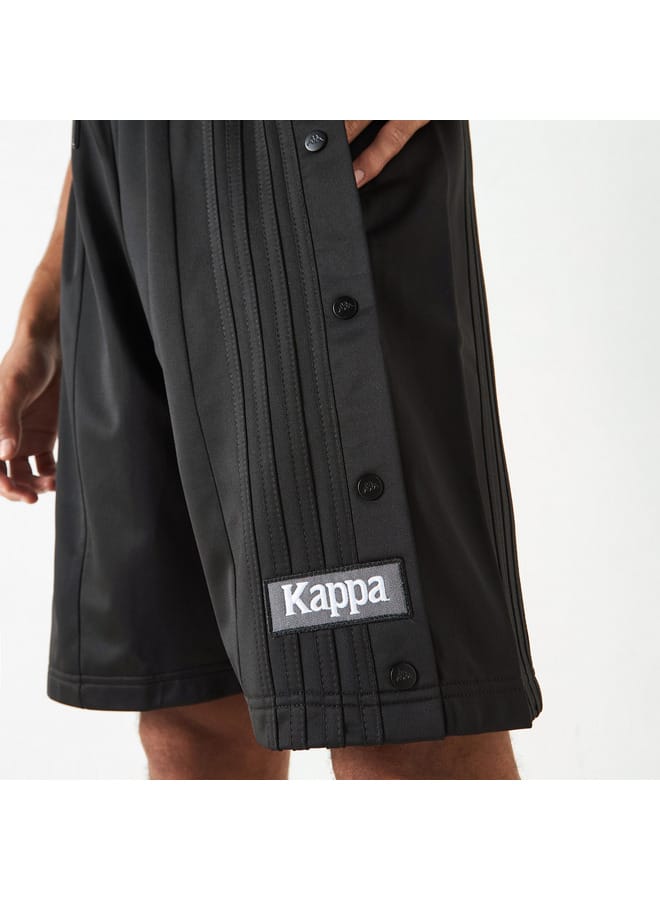 Kappa Logo Applique Shorts with Drawstring Closure and Button Detail