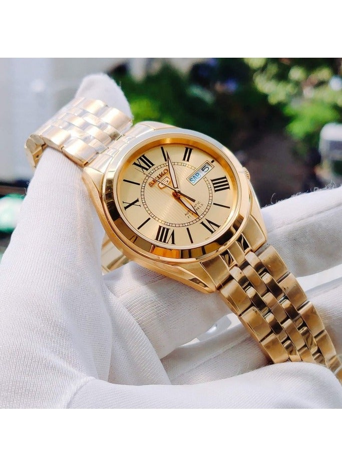 Seiko 5 SNKL38K1 Automatic Gold-Tone Dial Hardlex Crystal Glass Gold ...