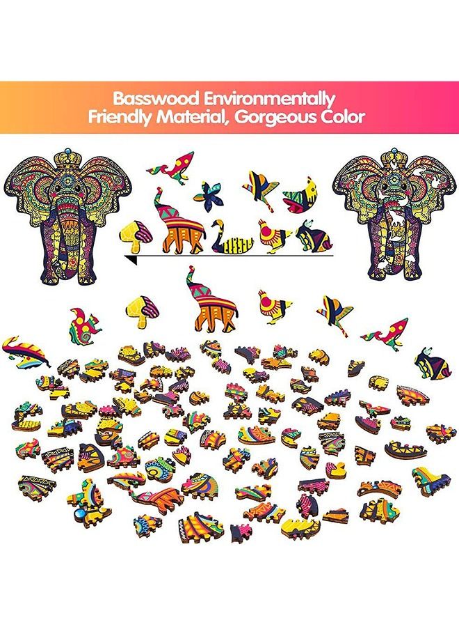 Elephant Wooden Jigsaw Puzzle Wood Animal Shape 3d Jigsaw Puzzle for Adults and Kids