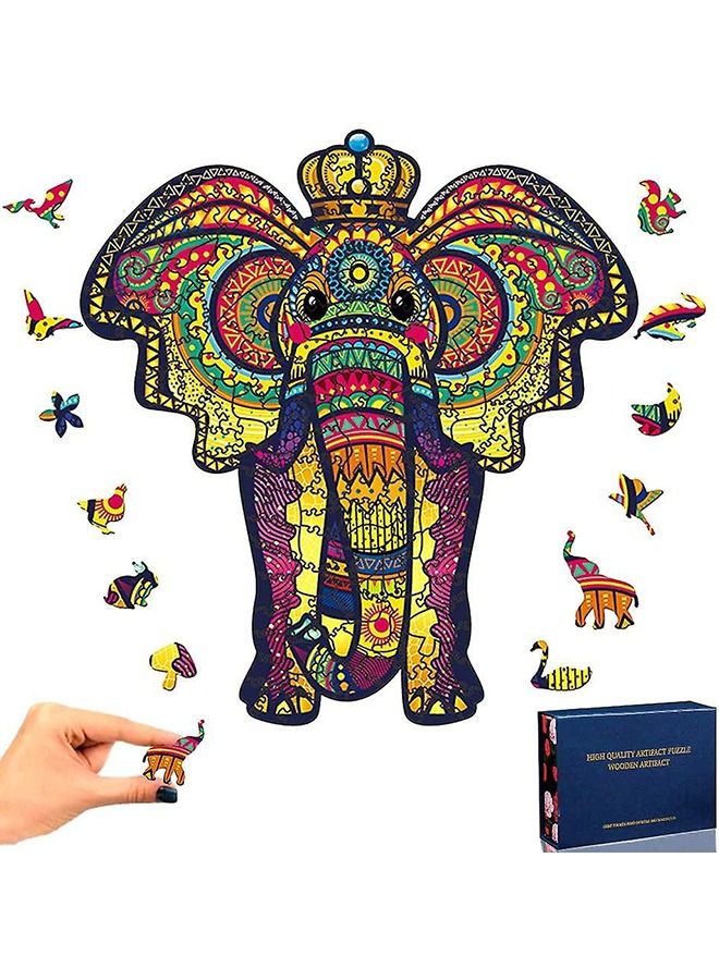 Elephant Wooden Jigsaw Puzzle Wood Animal Shape 3d Jigsaw Puzzle for Adults and Kids