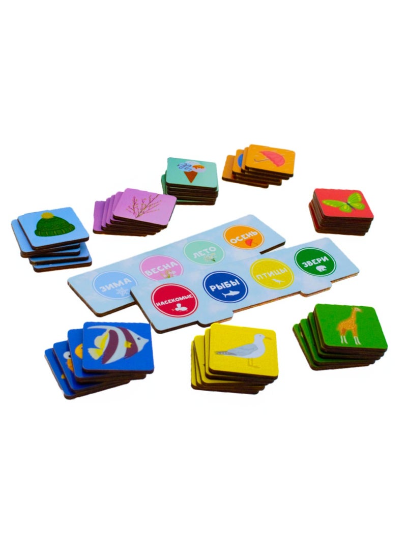 FOFA Wooden Toy Educational game -Sorter - Fauna and Seasons- for kids Learning 3 4 5 Years Old Girls Boys Gifts Travel Toy