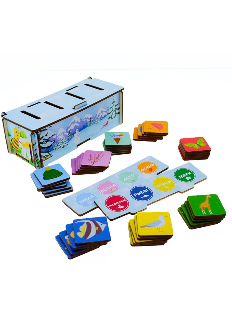 FOFA Wooden Toy Educational game -Sorter - Fauna and Seasons- for kids Learning 3 4 5 Years Old Girls Boys Gifts Travel Toy
