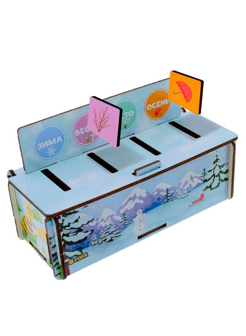 FOFA Wooden Toy Educational game -Sorter - Fauna and Seasons- for kids Learning 3 4 5 Years Old Girls Boys Gifts Travel Toy