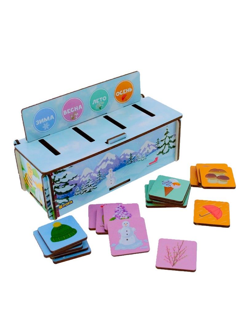 FOFA Wooden Toy Educational game -Sorter - Fauna and Seasons- for kids Learning 3 4 5 Years Old Girls Boys Gifts Travel Toy