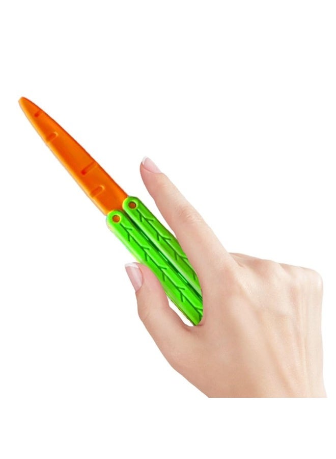 2 Pcs Carrot Butterfly Fidget Knife Toy, Colorful and Novel Shape, Made with 3D Printing Technology, Sturdy and Durable, Perfect Stress Relief Toy, 1 Big 1 Small