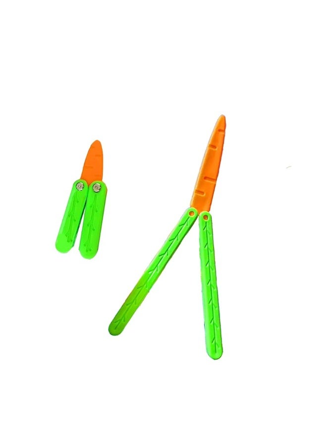 2 Pcs Carrot Butterfly Fidget Knife Toy, Colorful and Novel Shape, Made with 3D Printing Technology, Sturdy and Durable, Perfect Stress Relief Toy, 1 Big 1 Small