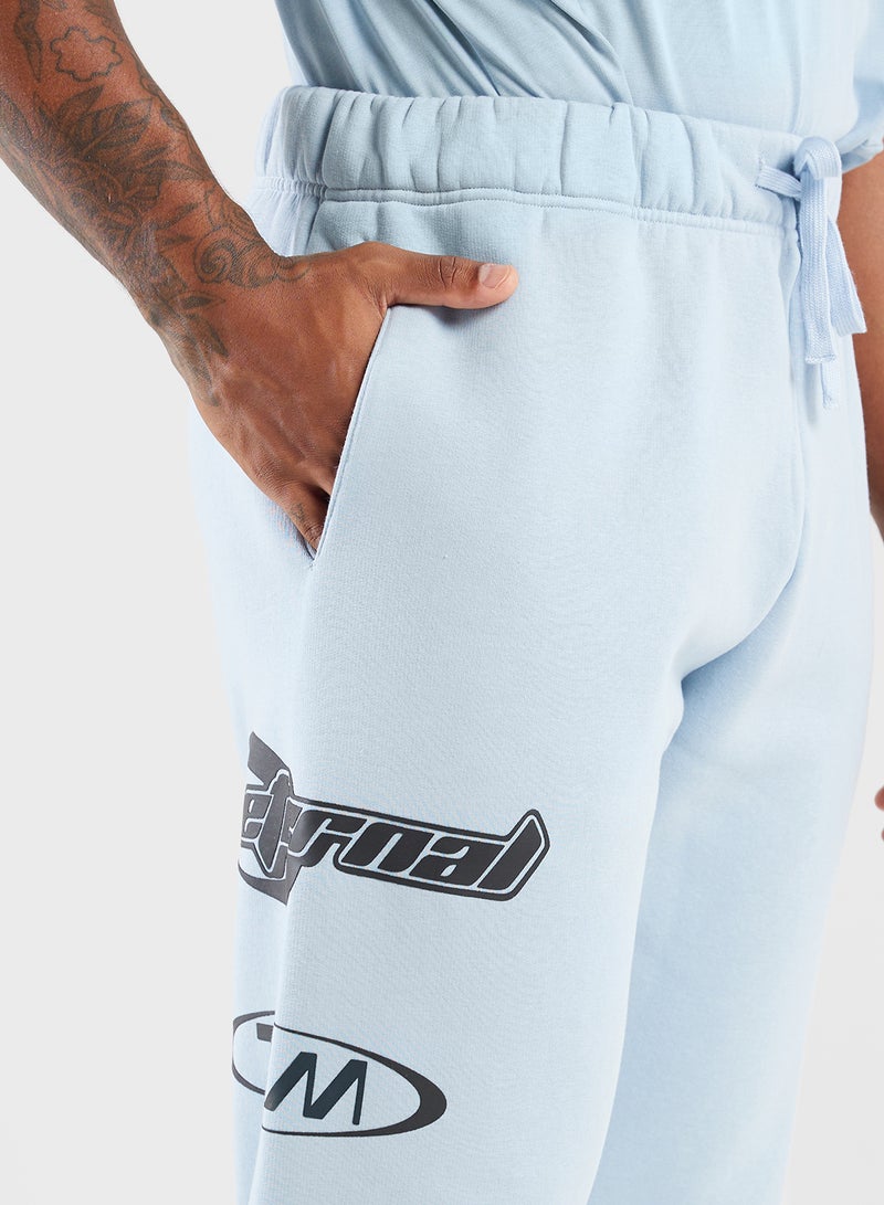 Relaxed Fitted Racing Printed Sweatpants