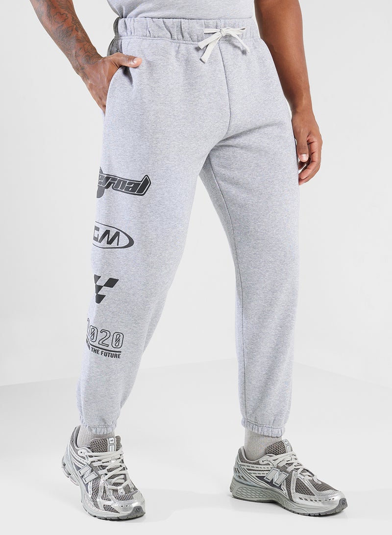 Relaxed Fitted Racing Printed Sweatpants