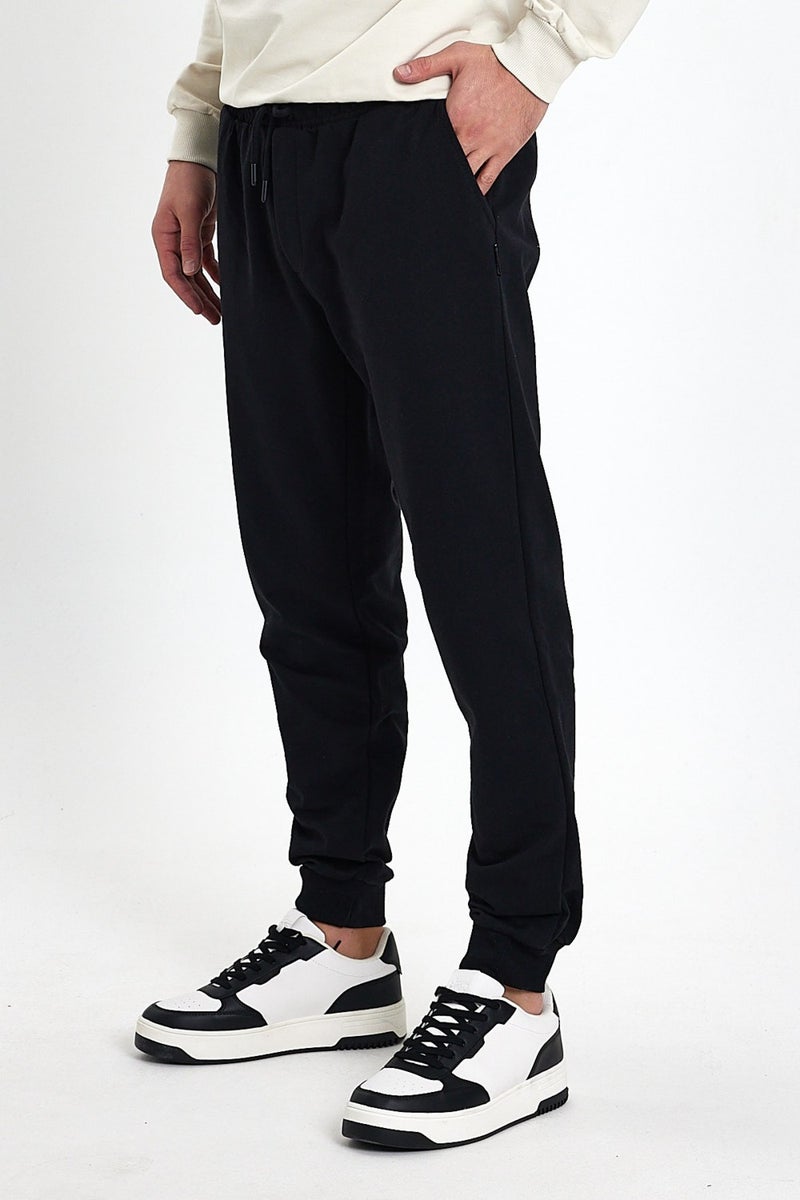 Men's Black Sweatpants with Pocket Standard Fit Comfortable Mold