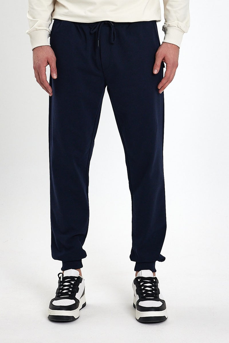 Men's Navy Blue Sweatpants with Pocket Standard Fit Comfortable Mold