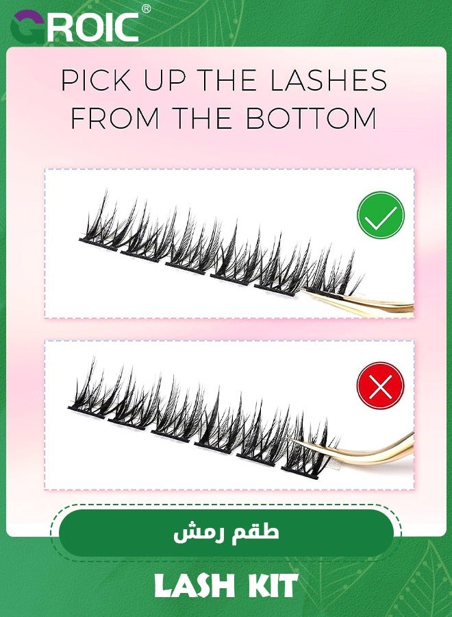 Lash Clusters 240pcs Cluster Lashes,DIY Lash Extension Kit, D Curl Eyelash Extension Kit 40D 9-16mm,Lash Clusters with Lash Tweezers and Eyelash Curler