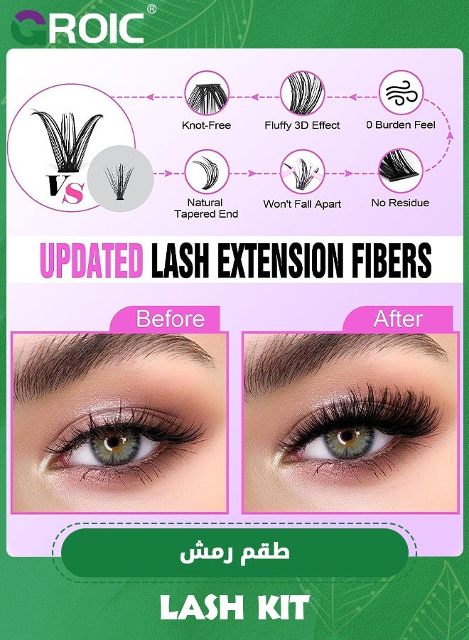 Lash Clusters 240pcs Cluster Lashes,DIY Lash Extension Kit, D Curl Eyelash Extension Kit 40D 9-16mm,Lash Clusters with Lash Tweezers and Eyelash Curler