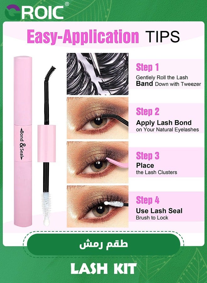 Lash Clusters 240pcs Cluster Lashes,DIY Lash Extension Kit, D Curl Eyelash Extension Kit 40D 9-16mm,Lash Clusters with Lash Tweezers and Eyelash Curler