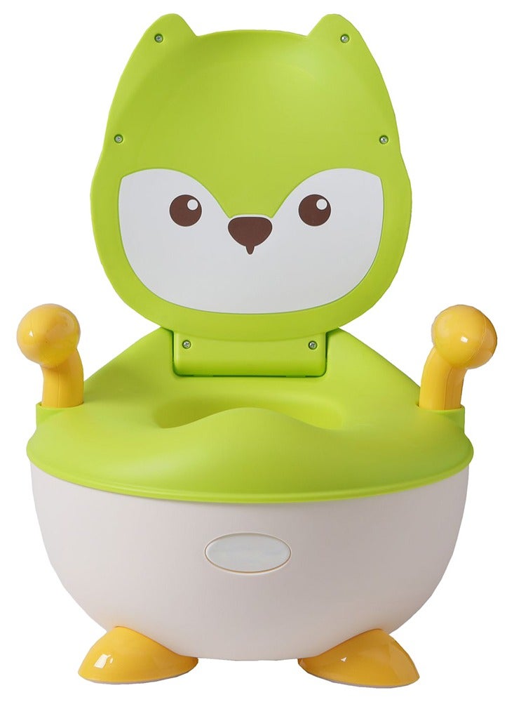 Baby Potty Chair - Comfortable Toddler Toilet Seat with Handles, Potty Training Chair for Kids, Easy Clean Removable Tray, Green