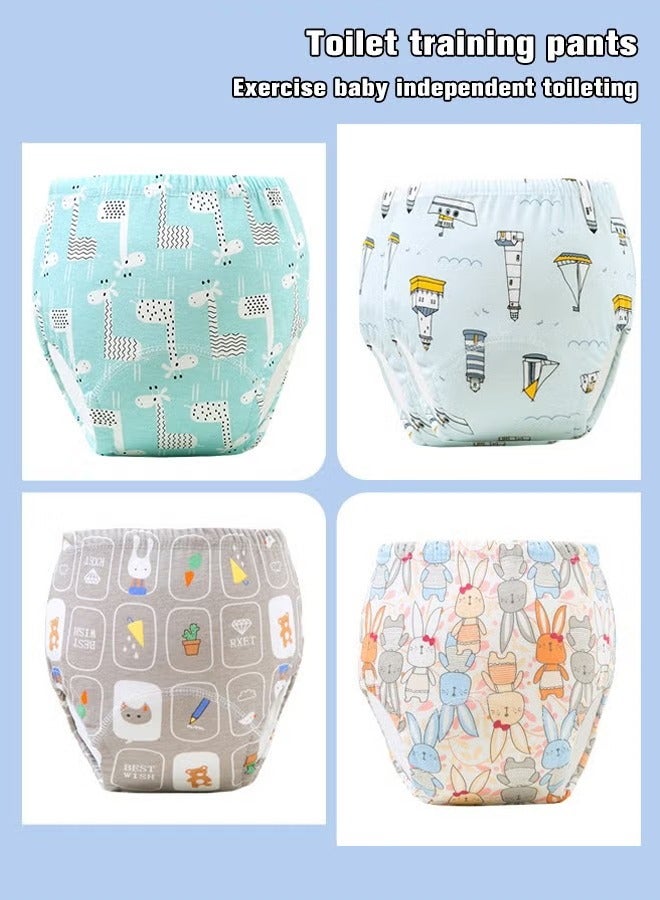 4 Piece Potty Training Underwear, 6 Layers Breathable Cotton Absorbent Trainer Pants for Toddler Baby Boys Girls Waterproof