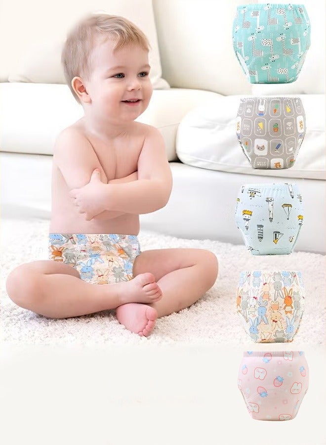 4 Piece Potty Training Underwear, 6 Layers Breathable Cotton Absorbent Trainer Pants for Toddler Baby Boys Girls Waterproof