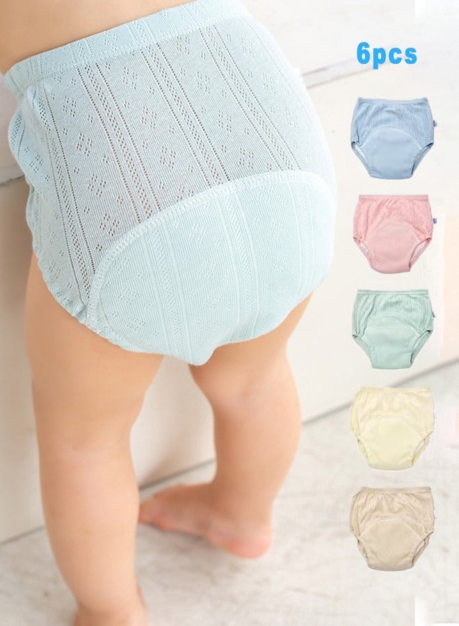 6 Pieces Breathable Potty Training Underwear, 6 Layers Breathable Cotton Absorbent Trainer Pants for Toddler Baby Boys Girls Waterproof