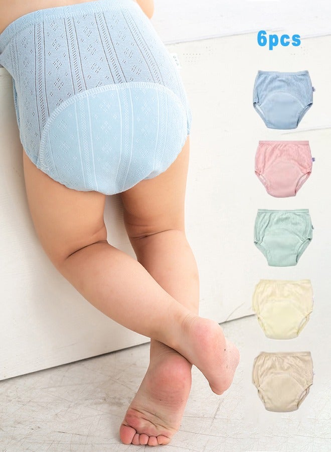 6 Pieces Breathable Potty Training Underwear, 6 Layers Breathable Cotton Absorbent Trainer Pants for Toddler Baby Boys Girls Waterproof