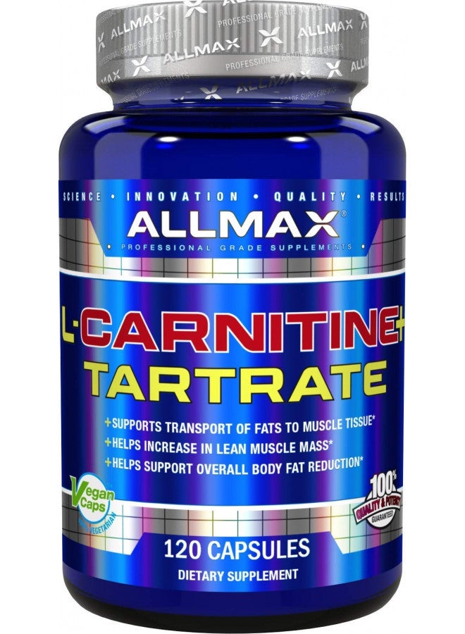 ALLMAX Essentials L-CARNITINE TARTRATE - 120 Capsules - Stimulant-Free Metabolizer - Boosts Energy, Performance & Recovery - Gluten Free & Vegetarian - 60 Servings