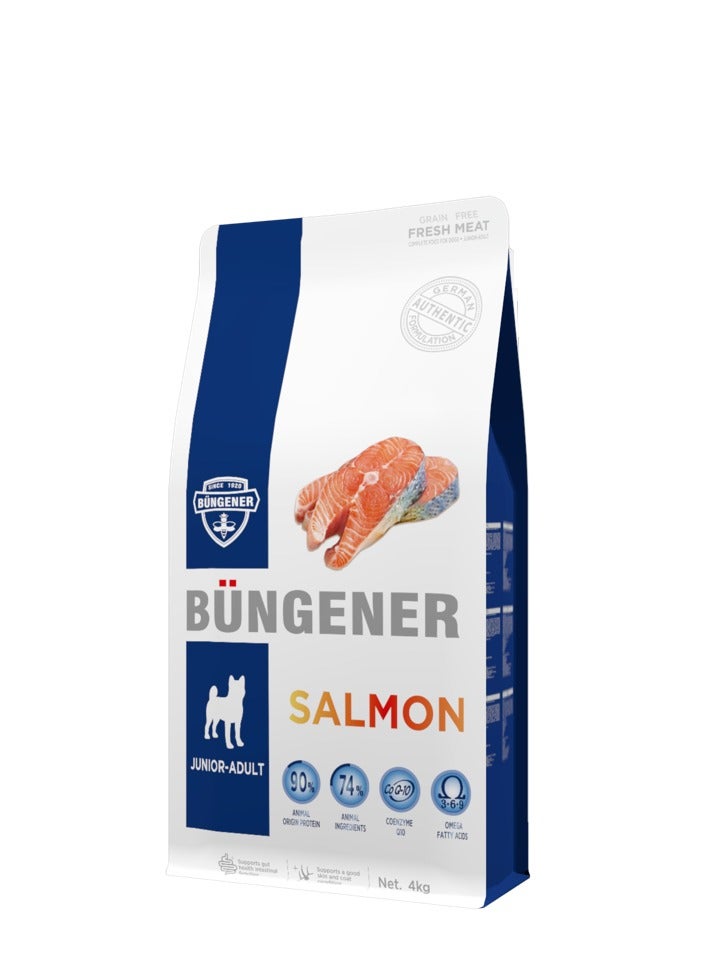 FRESH MEAT GRAIN FREE DOG DRY FOOD SALMON FLAVOR 4KG JUNIOR TO ADULT