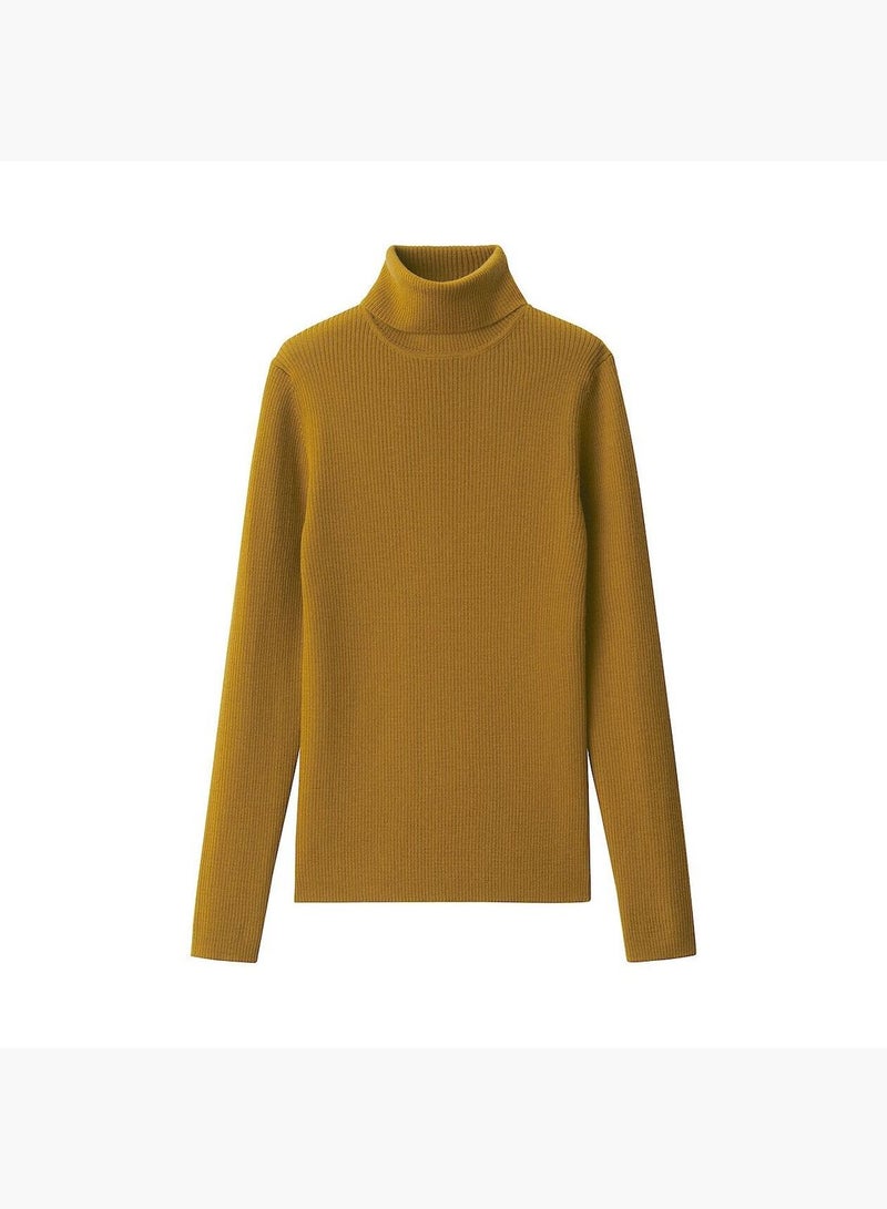 Washable High-Gauge Ribbed Turtle Neck  Sweater