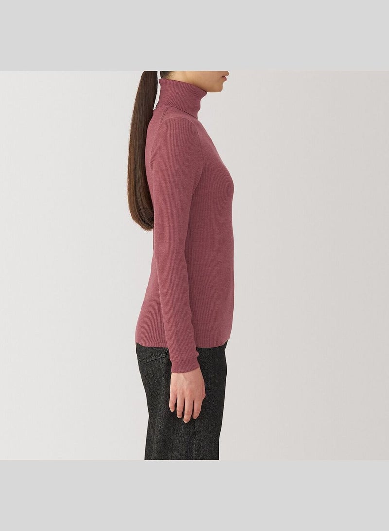 Washable High-Gauge Ribbed Turtle Neck  Sweater