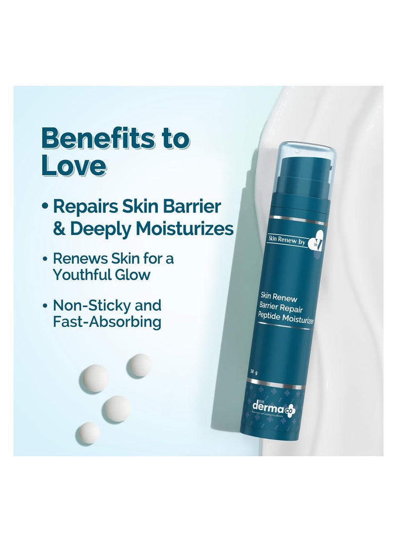 The Derma Co. x Dr.V Skin Renew Barrier Repair Peptide Moisturizer-Peptide & Vitamin C-50ml|Repairs Skin Barrier & Deeply Moisturizes|Aids Skin Regeneration|Moisturizes & Strengthens Skin Barrier