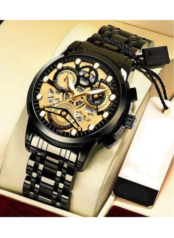 Men's Fashion Skeleton Waterproof Luminous Quartz Watch