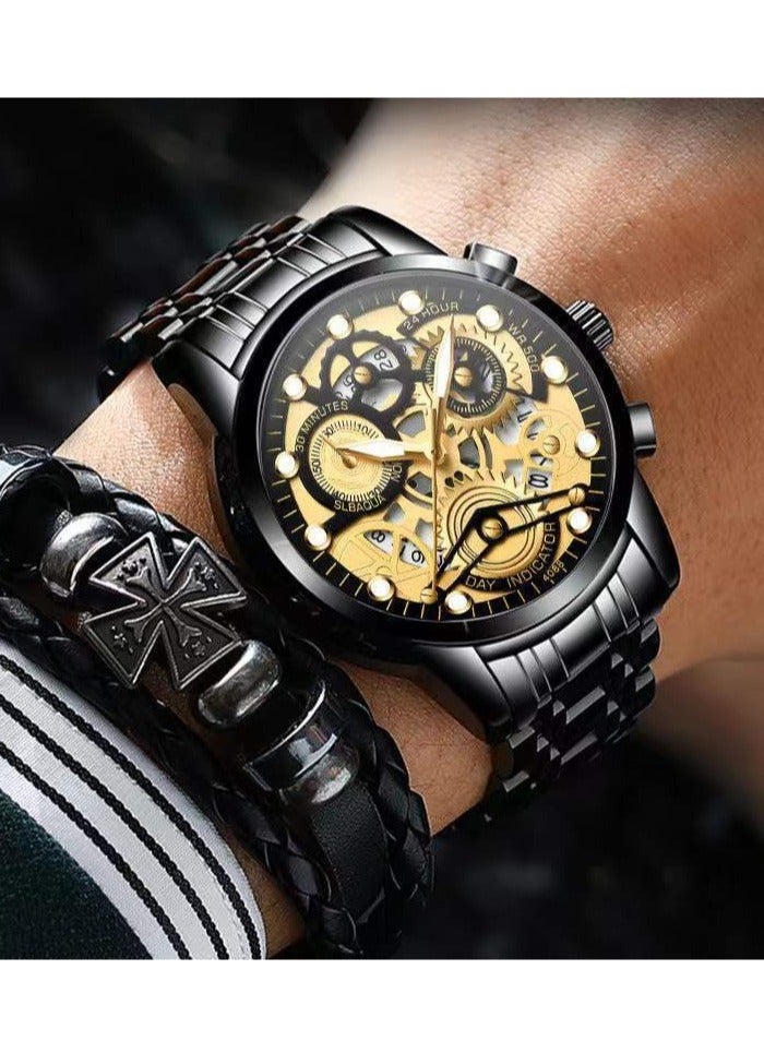 Men's Fashion Skeleton Waterproof Luminous Quartz Watch