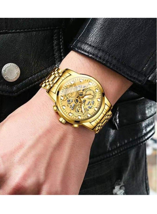 Men's Fashion Skeleton Waterproof Luminous Quartz Watch