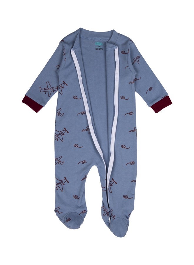 100% Cotton Printed Long Sleeves Jumpsuit/Romper/Sleepsuit With Feet Covering For Babies