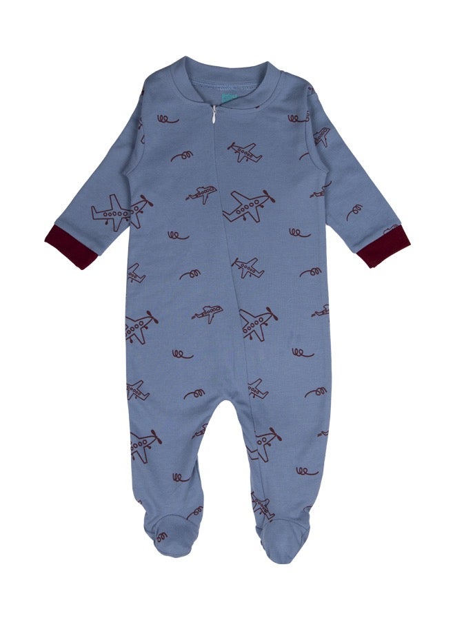 100% Cotton Printed Long Sleeves Jumpsuit/Romper/Sleepsuit With Feet Covering For Babies