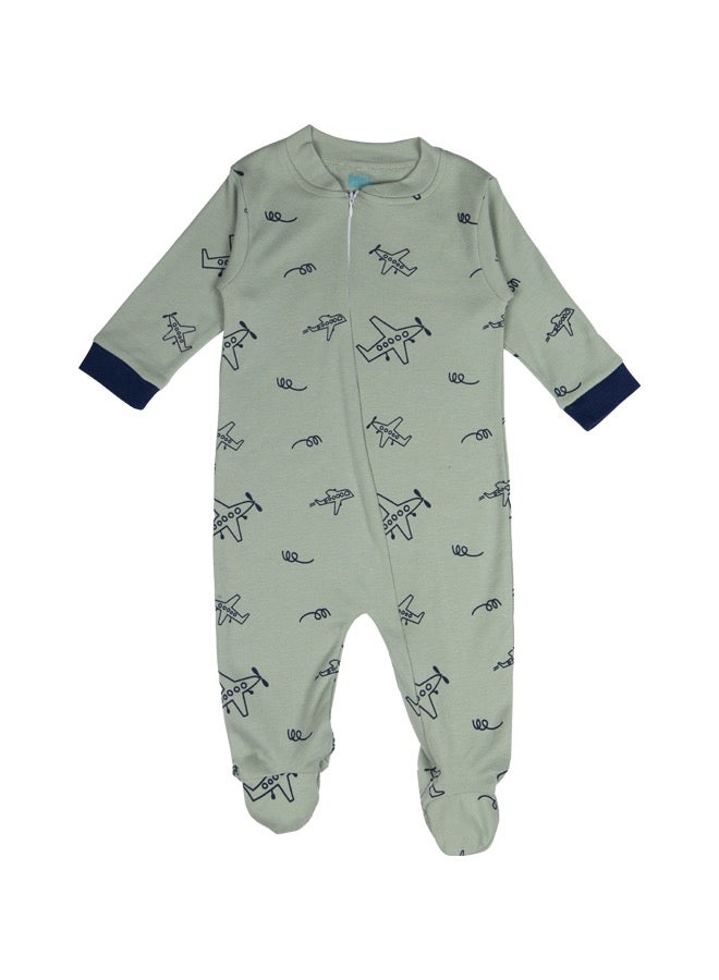 100% Cotton Printed Long Sleeves Jumpsuit/Romper/Sleepsuit With Feet Covering For Babies