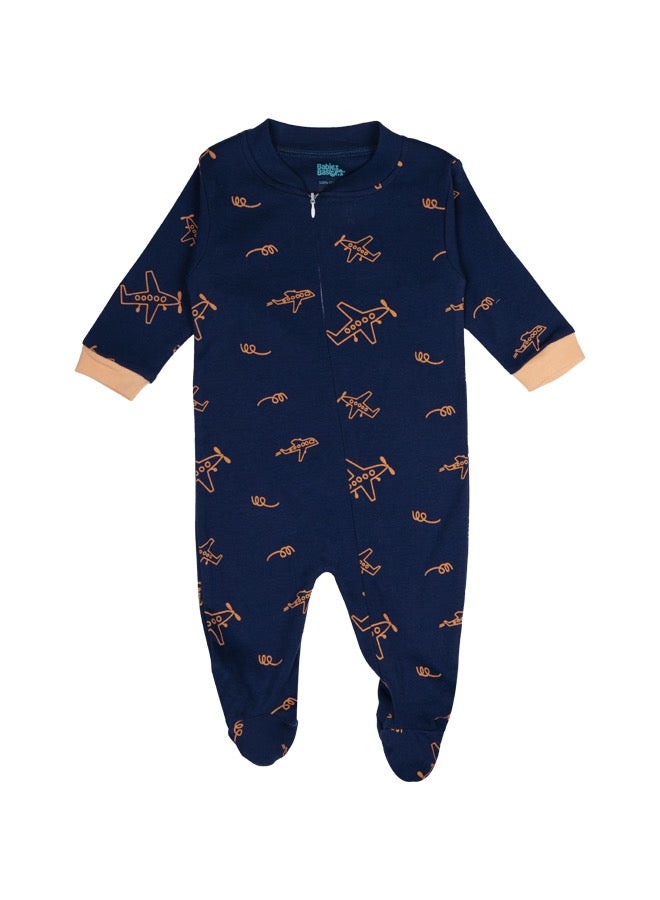 100% Cotton Printed Long Sleeves Jumpsuit/Romper/Sleepsuit With Feet Covering For Babies