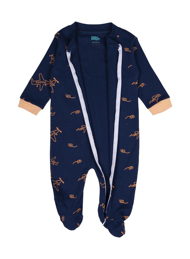 100% Cotton Printed Long Sleeves Jumpsuit/Romper/Sleepsuit With Feet Covering For Babies