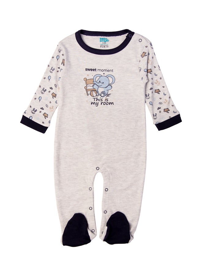 100% Cotton Printed Long Sleeves Jumpsuit/Romper/Sleepsuit For Babies