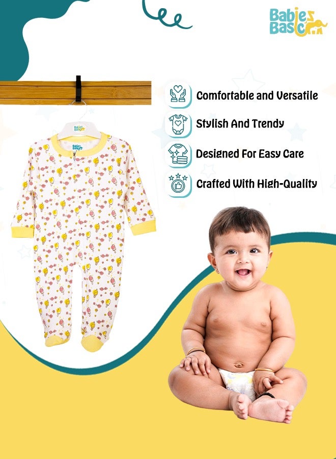 100% Cotton Printed Long Sleeves Jumpsuit/Romper/Sleepsuit For Babies