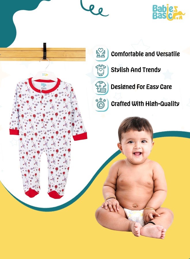 100% Cotton Printed Long Sleeves Jumpsuit/Romper/Sleepsuit For Babies