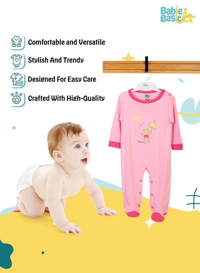 100% Cotton Printed Long Sleeves Jumpsuit/Romper/Sleepsuit For Babies