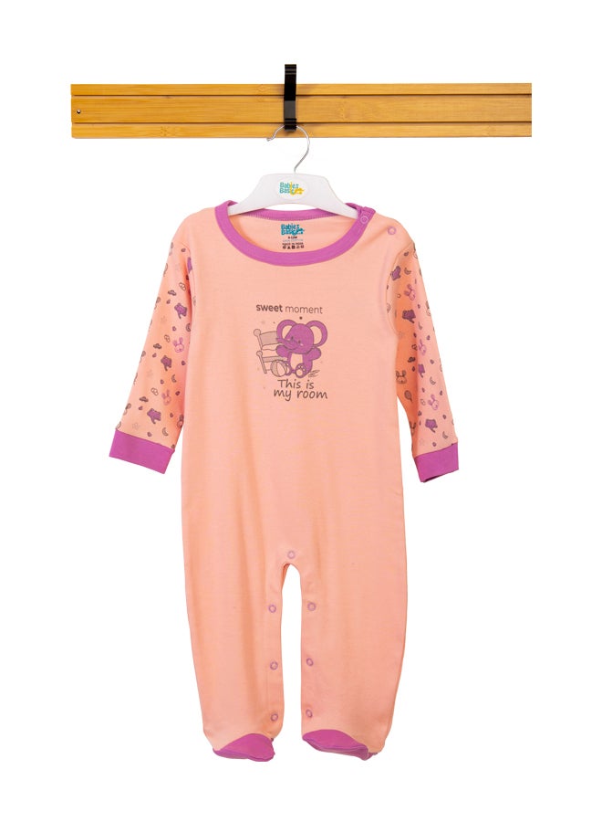 100% Cotton Printed Long Sleeves Jumpsuit/Romper/Sleepsuit For Babies