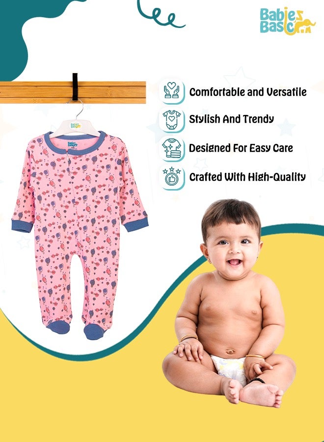 100% Cotton Printed Long Sleeves Jumpsuit/Romper/Sleepsuit For Babies