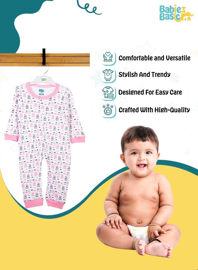 100% Cotton Printed Long Sleeves Jumpsuit/Romper/Sleepsuit For Babies