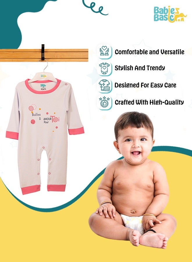 100% Cotton Printed Long Sleeves Jumpsuit/Romper/Sleepsuit For Babies