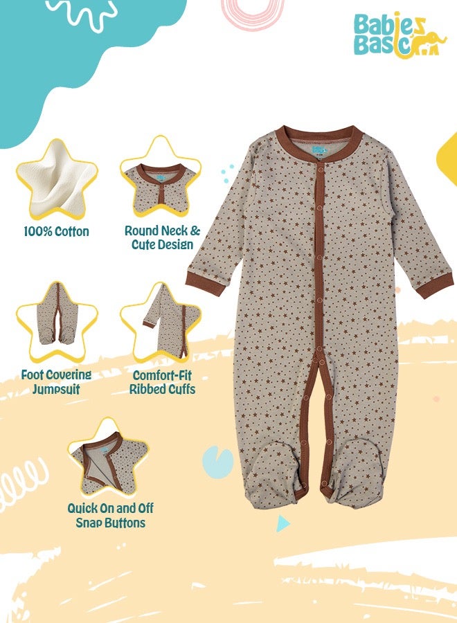 100% Cotton Printed Long Sleeves Jumpsuit/Romper/Sleepsuit For Babies