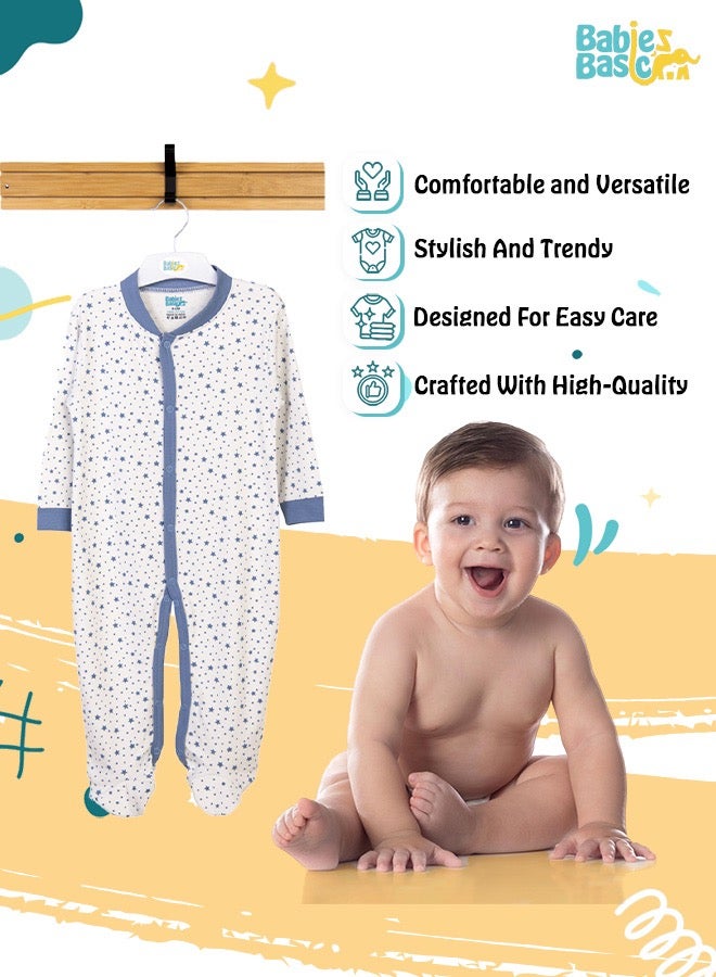 100% Cotton Printed Long Sleeves Jumpsuit/Romper/Sleepsuit For Babies