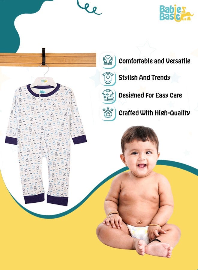 100% Cotton Printed Long Sleeves Jumpsuit/Romper/Sleepsuit For Babies